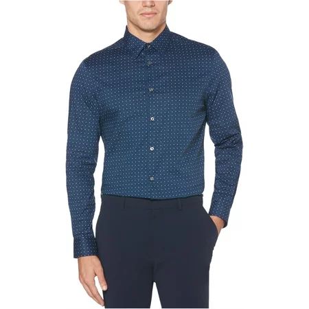 Perry Ellis Mens Diamond Button Up Shirt Blue Small | Walmart (US)