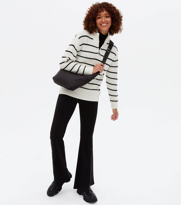 White Stripe Ribbed Zip Collar Jumper
						
						Add to Saved Items
						Remove from Saved Ite... | New Look (UK)