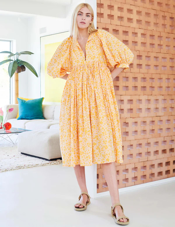 Ditsy Blousant Sleeve Midi Dress | Sundry Clothing