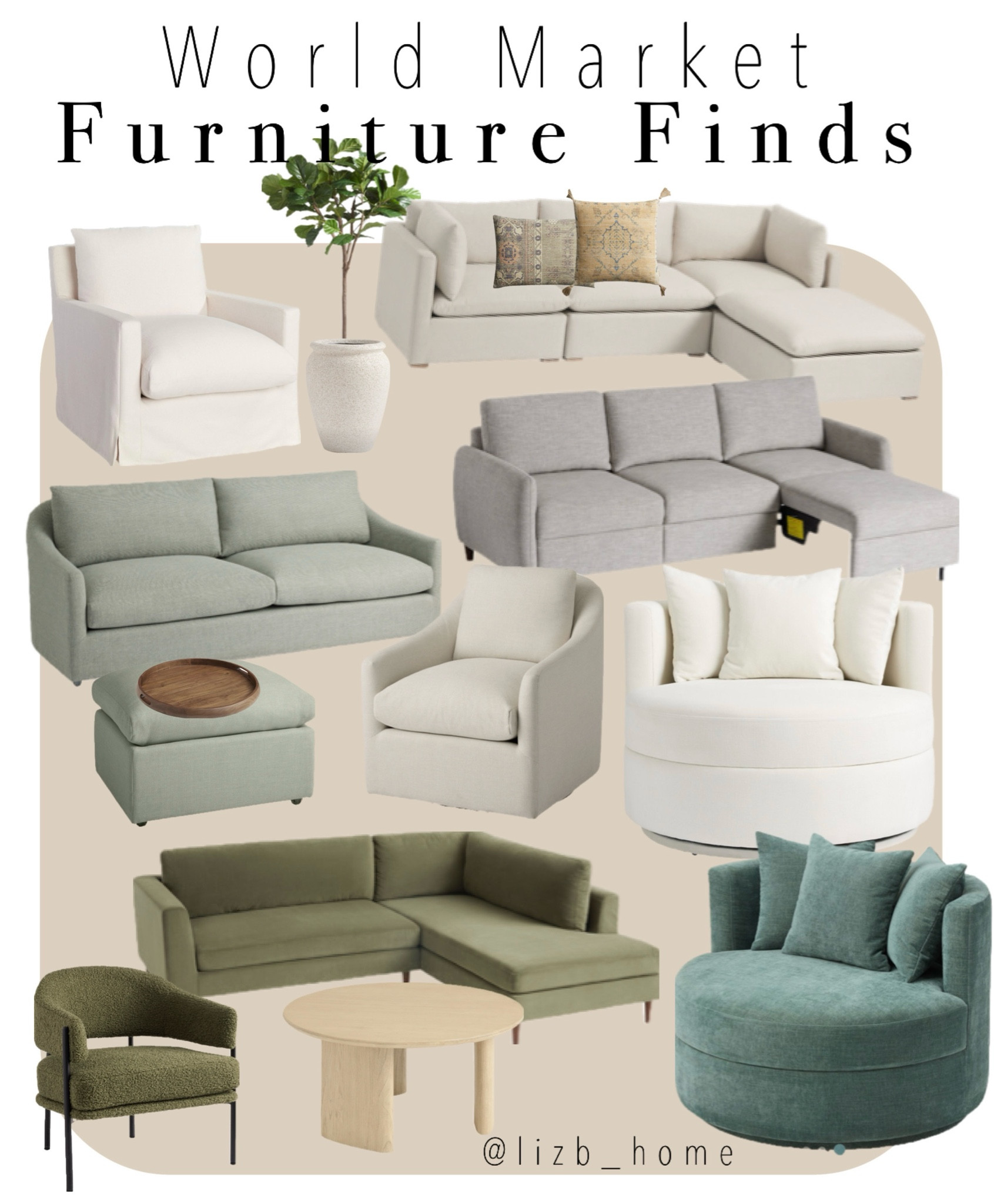 World market furniture sale. Members get extra 20% off with pick up! Sectional couch. Large lounge chairs. Round coffee table. Gray couch with pull out. White chairs. Accent chairs. Green couch. Small sectionals. Living room furniture. 

#LTKHome #LTKU #LTKSaleAlert