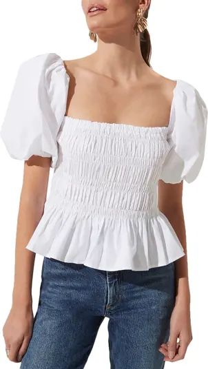 ASTR the Label Bubble Sleeve Smocked Blouse | Nordstrom | Nordstrom