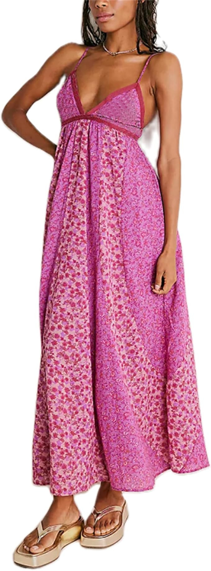 Women Summer Casual Maxi Dress Boho Dress Sleevelss Tie up Flowy Dress Cutout Long Dress Vacation... | Amazon (US)