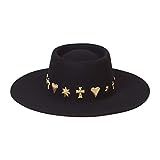 Lack of Color Women's Celestial Wool Boater Hat with Gold Conchos (Black, Small (55 cm)) | Amazon (US)