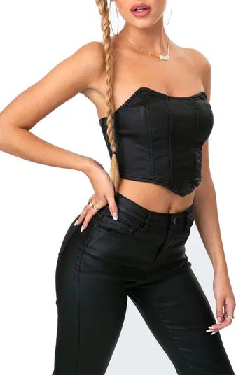 Faux Leather Strapless Corset Crop Top | Nordstrom