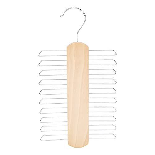 Amazon Basics 20 Bar Wooden Tie Hanger & Belt Rack - Natural, 2-Pack | Amazon (US)