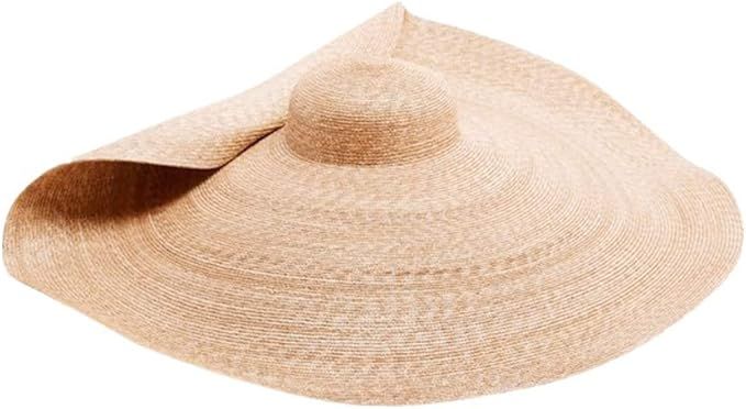 MEANIT Womens Sun Straw Hat Oversized Wide Brim Summer Hat Foldable Roll up Floppy Beach Hats Cap... | Amazon (US)