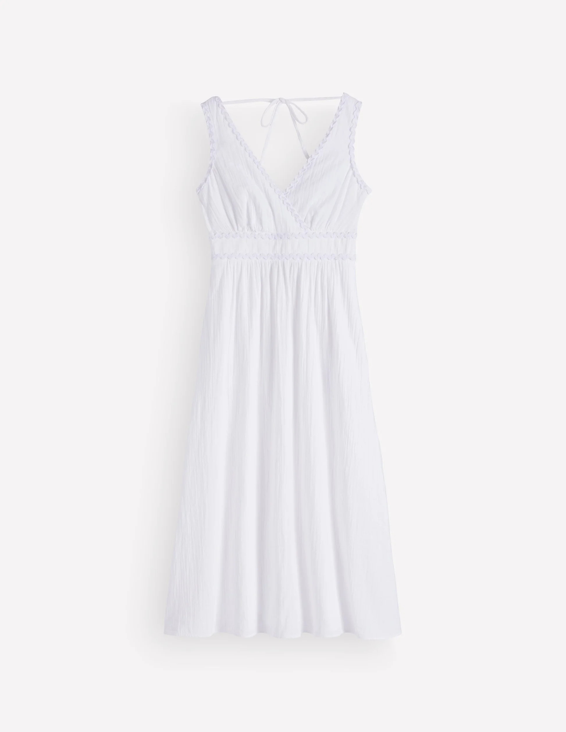 Lorna Trim Double Cloth Dress-White | Boden UK