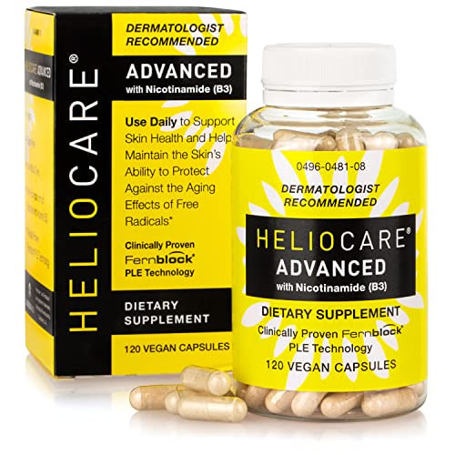 Heliocare Advanced Niacin B3 Supplement: Fernblock PLE Extract 240mg Per Serving - Supports Skin Cell Health W/Antioxidant Rich Vitamin B3 Niacin 500 mg - 120 Vegan Capsules | Amazon (US)
