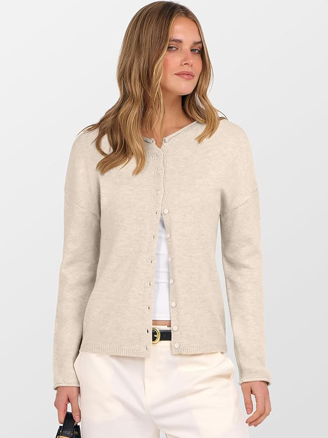 ANRABESS Cardigan Sweaters for Women Lightweight Button Down Long Sleeve Soft Y2k Trendy Casual 2... | Amazon (US)