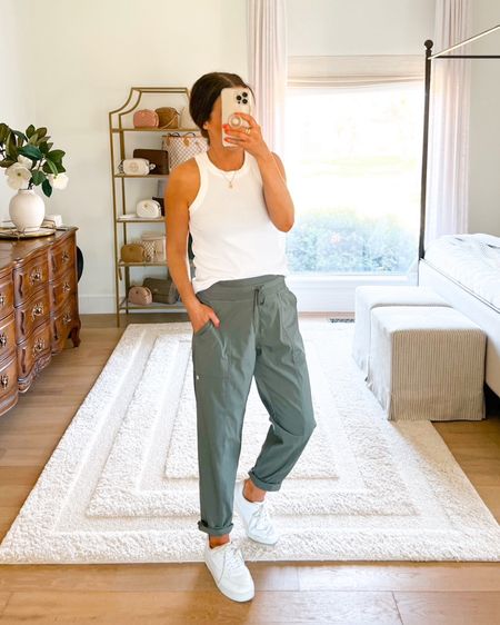 NOTE: our original pant linked was correct! 😍➡️ The cutest under $20 convertible hem pants at Walmart!! They are called the COMMUTER pant and the inseam is 27.5 inches. Wearing size S / tts but size up if between. Sized up to M in the tank and half size down in sneakers. Very comfy! 

#LTKsalealert #LTKstyletip