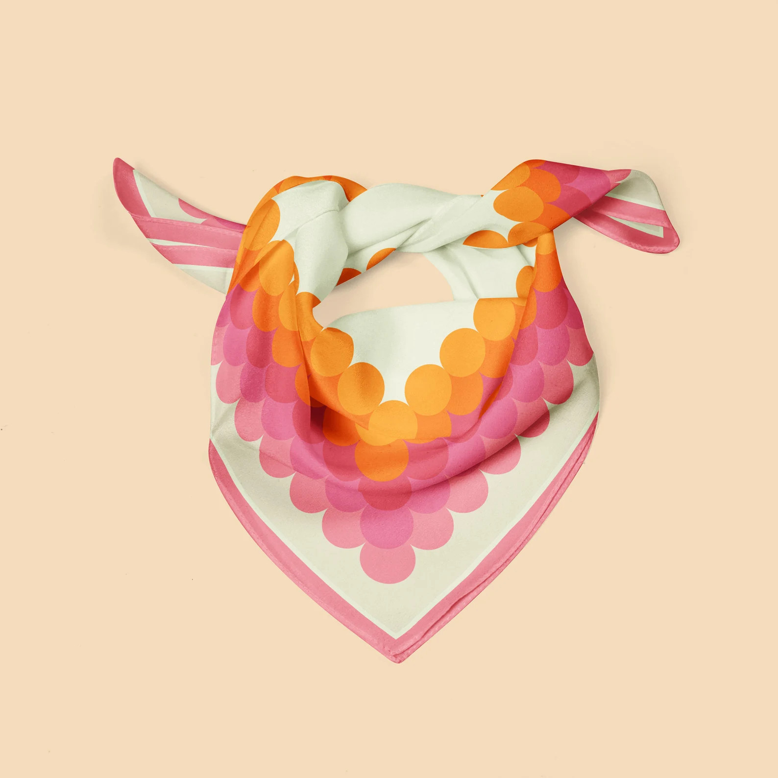 Mod Silk Neckerchief, 1960s Retro Scarf, Orange & Pink | Etsy (US)