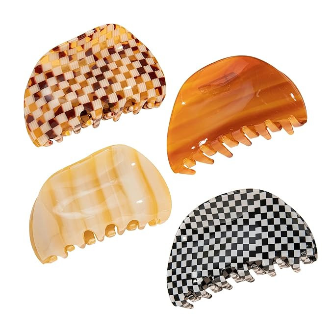 Amazon.com : TODEROY Checker Claws Tortoise Barrettes Claw Clips for Women No-Slip Grip Lattice D... | Amazon (US)