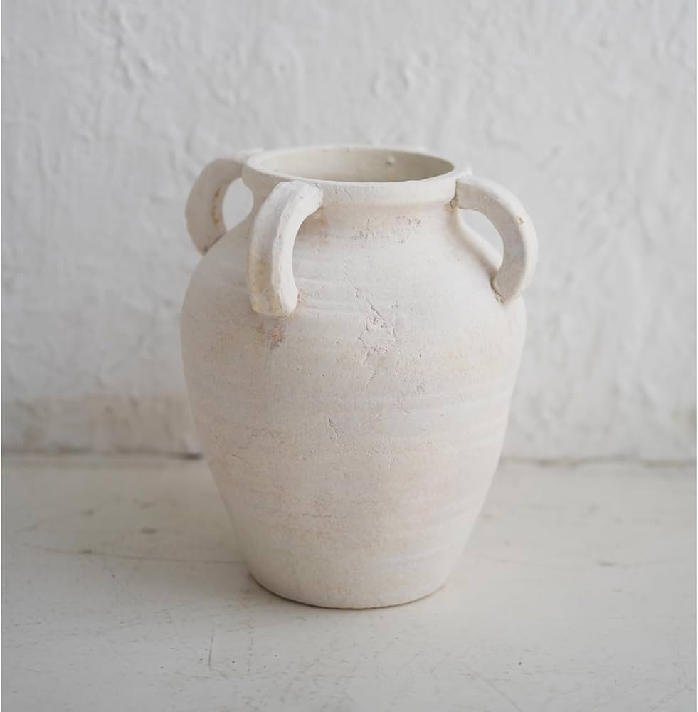 Chagoart Handmade White Ceramic Vase for Home Decor-9.6" Rustic Vase-Big Concrete Stone Pottery D... | Amazon (US)