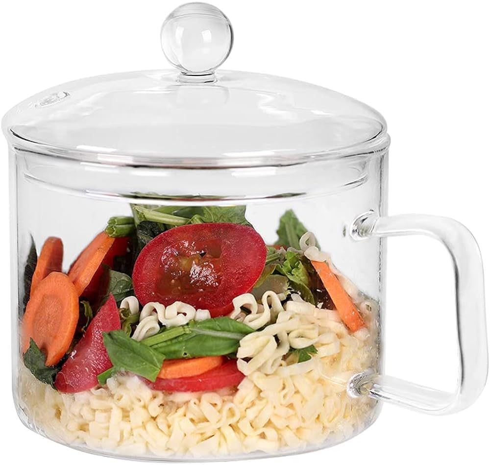 CZFWin Glass Soup Bowl with Lid and Handle, 47 FL OZ Glass Ramen Noodle Bowl Microwave Safe, Clea... | Amazon (US)