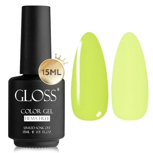 GLOSS Gel Nail Polish | Neon Yellow 15ml 1 pcs - HEMA Free Gel Polish, Yellow Soak Off UV LED Gel Varnish, Professional Manicure for Home & Salon Use, Perfect Nail Art Design, Gifts for Women & Girls | Amazon (US)