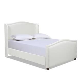 Jennifer Taylor Clara Antique White Polyester Frame Queen Platform Bed with Wingback Arm S52191-3... | The Home Depot