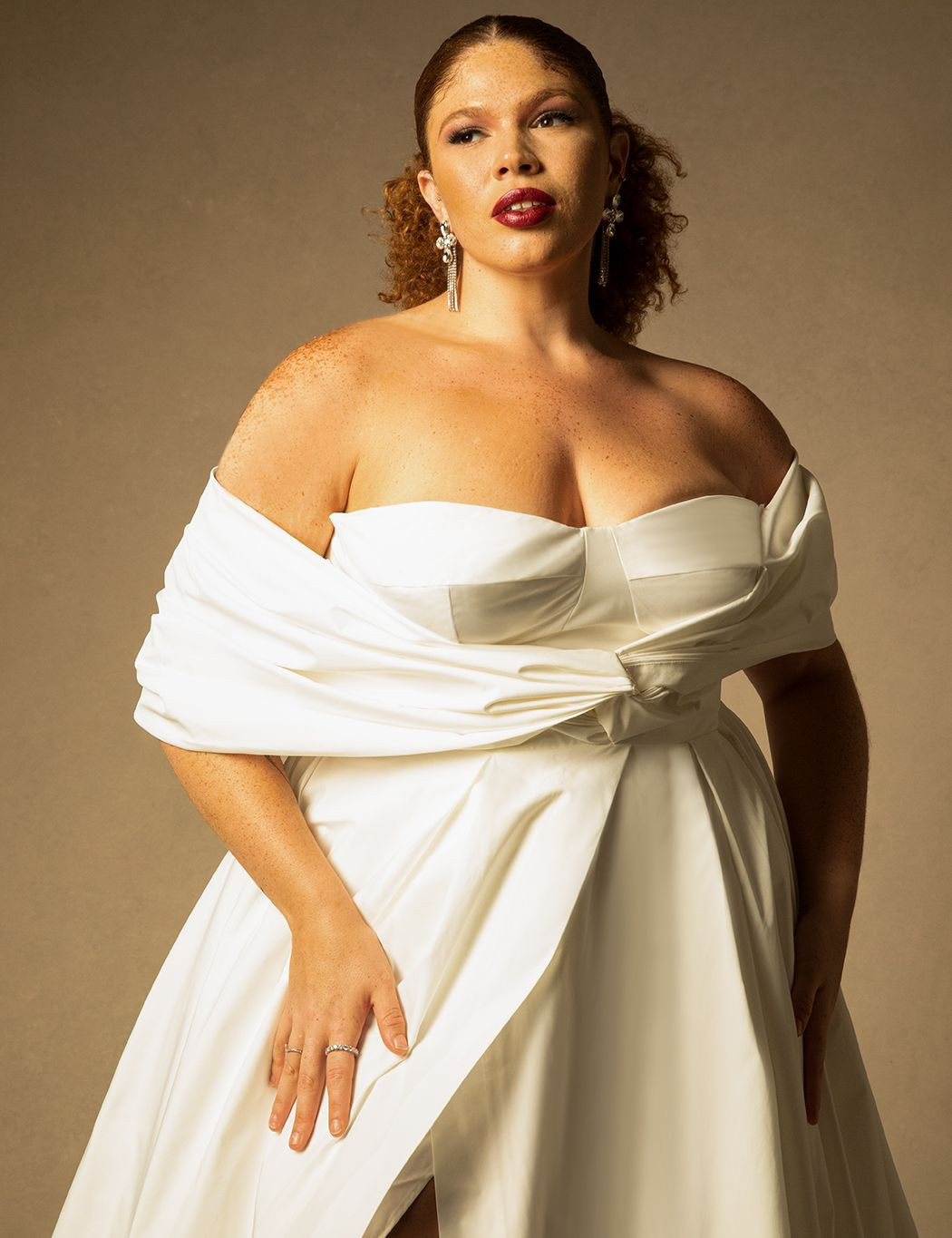Bridal by ELOQUII Twisted Off The Shoulder Gown | Eloquii