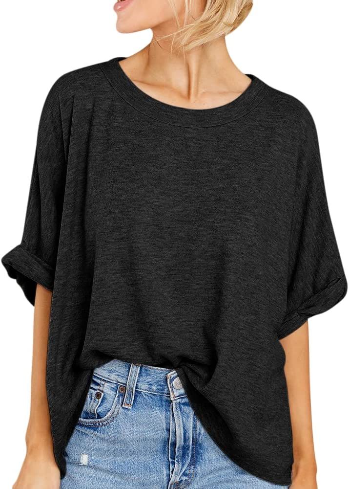 Women Oversized T-Shirt Summer Casual Short Sleeve Loose Tee Tops | Amazon (US)