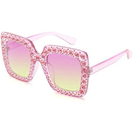 Pink，Rhinestone sunglasses oversized glasses | Walmart (US)