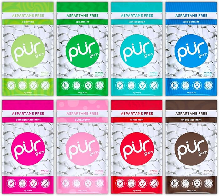 PUR Gum | Aspartame Free Chewing Gum | 100% Xylitol | Natural Flavored Gum, Variety Pack, 55 Piec... | Amazon (US)