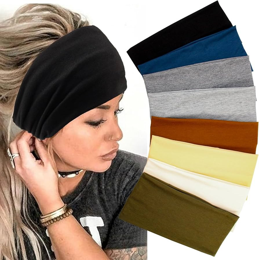 Yeshan Wide Headbands For Women Stretch Boho Head Bands Large Turban Sweatbands Workout Yoga Runn... | Amazon (US)