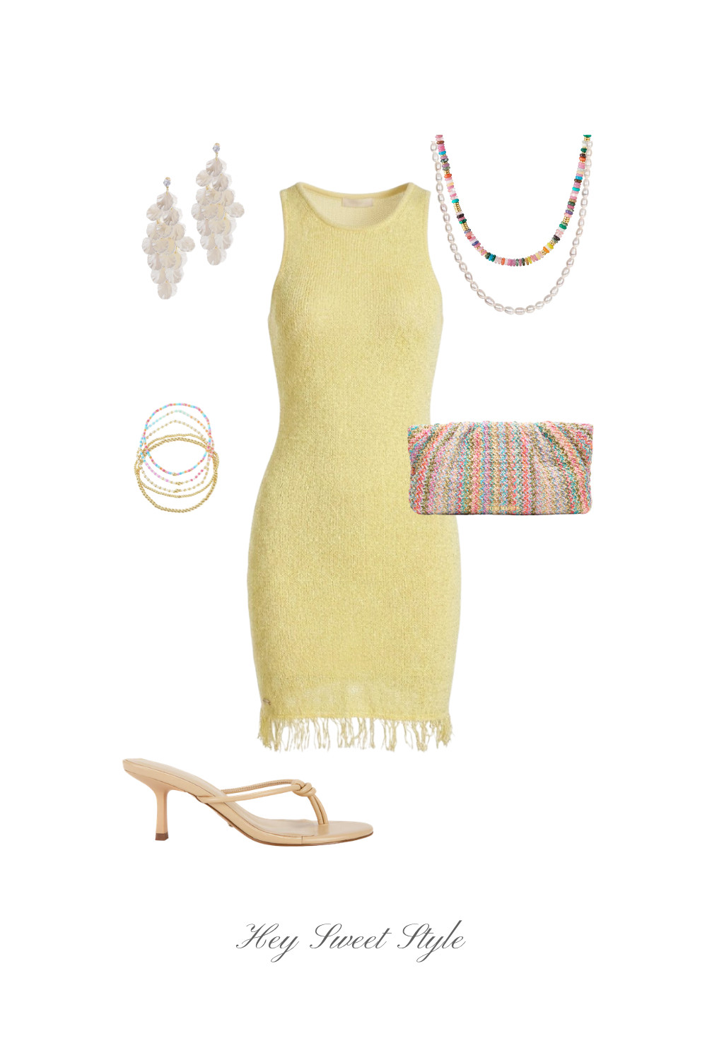 Vacation Outfit: Yellow Fringe Dress 🐚☀️🌴 

 