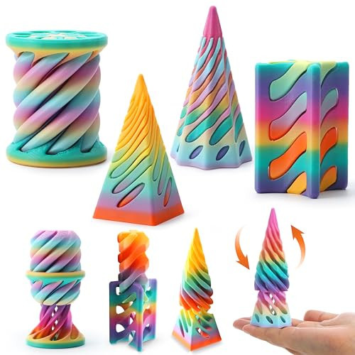 JOYIN 4 Pack Impossible Cone Fidget Toys, Pastel Color 3D Printed Spiral Cone Flexible Impossible Pyramid Passthrough Fidget Toys for Stress Relief, Kids Adults Gifts for Classroom | Amazon (US)