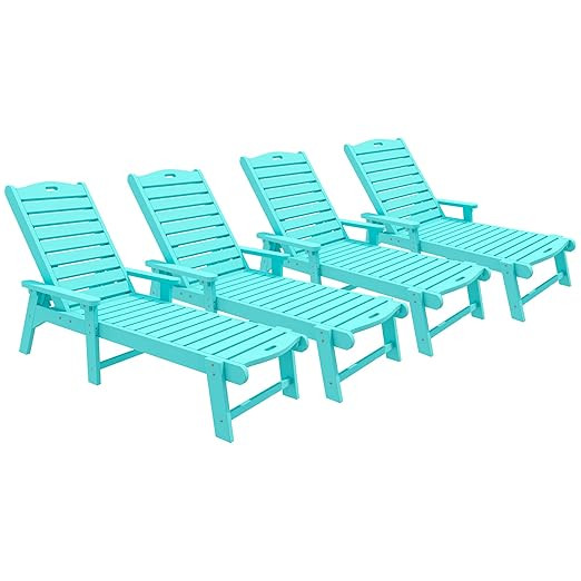 YITAHOME Outdoor Chaise Lounge Chairs Set of 4 with Adjustable Backrest, Heavy Duty Resin Patio L... | Amazon (US)