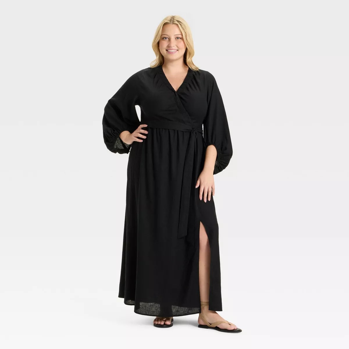 Women's Bishop Long Sleeve Maxi Wrap Dress - Ava & Viv™ | Target
