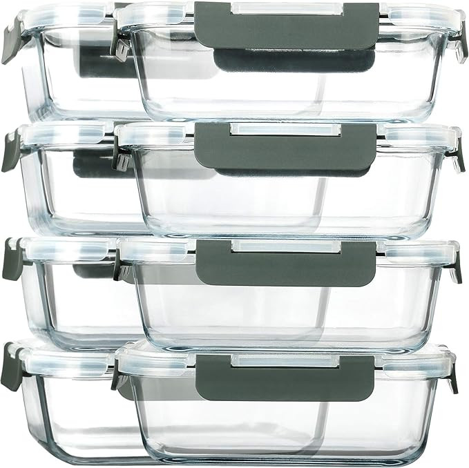 M MCIRCO [8-Pack,30 oz] Glass Meal Prep Containers,Glass Food Storage Containers,Airtight Glass l... | Amazon (US)