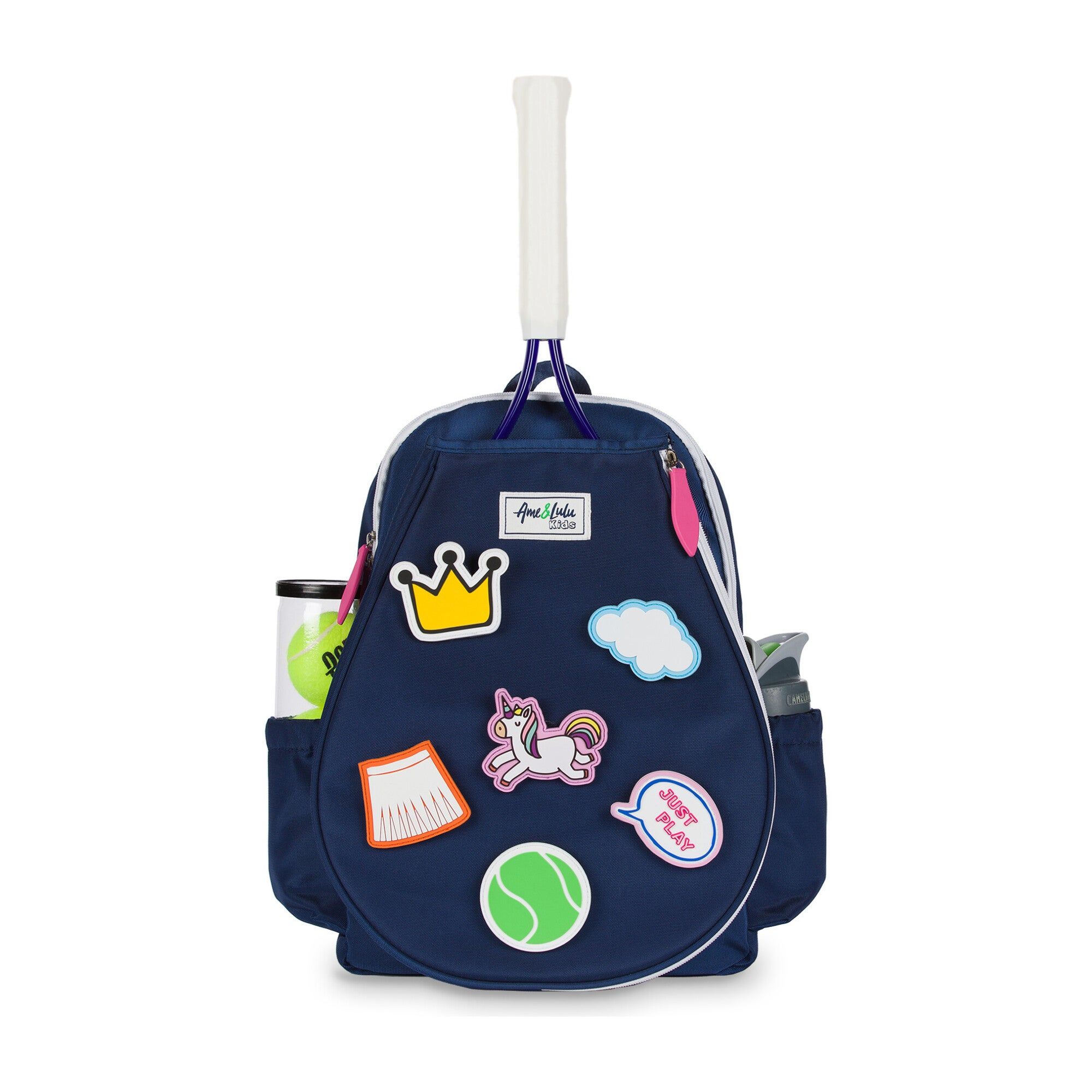 Navy/Pink Little Patches Tennis Backpack | Maisonette