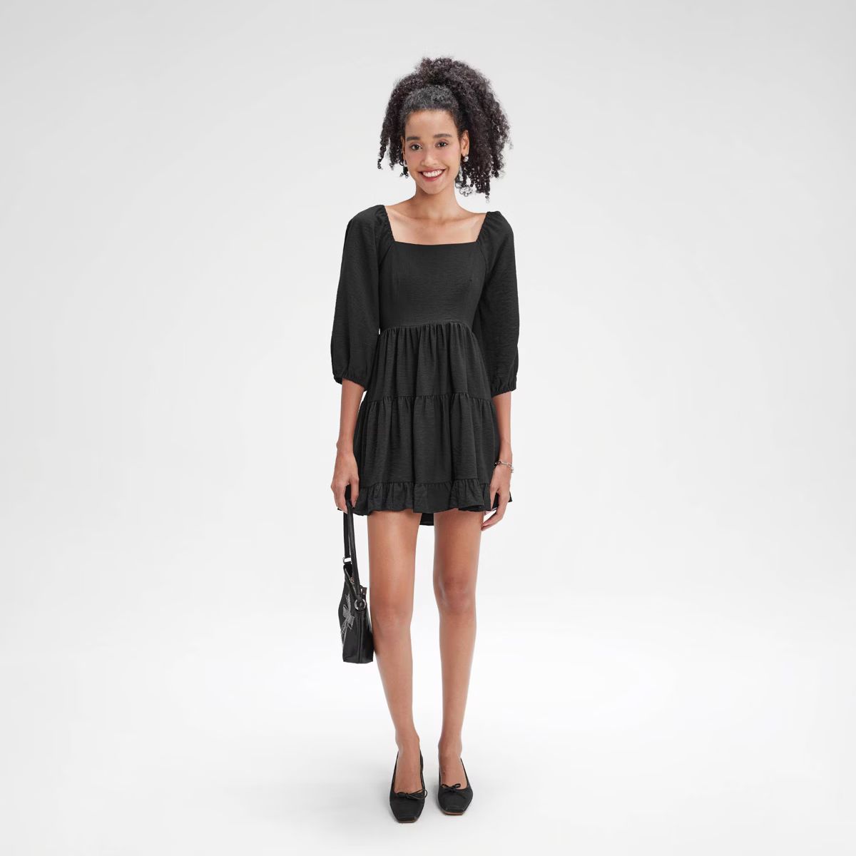 Women's Puff 3/4 Sleeve Tiered Mini Dress - Wild Fable™ | Target