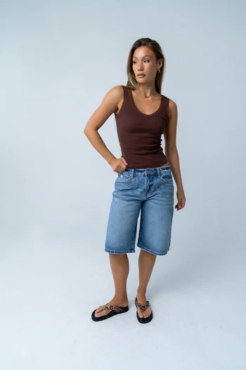 Mackie Lace Trim Tank in Brown | Böhme US