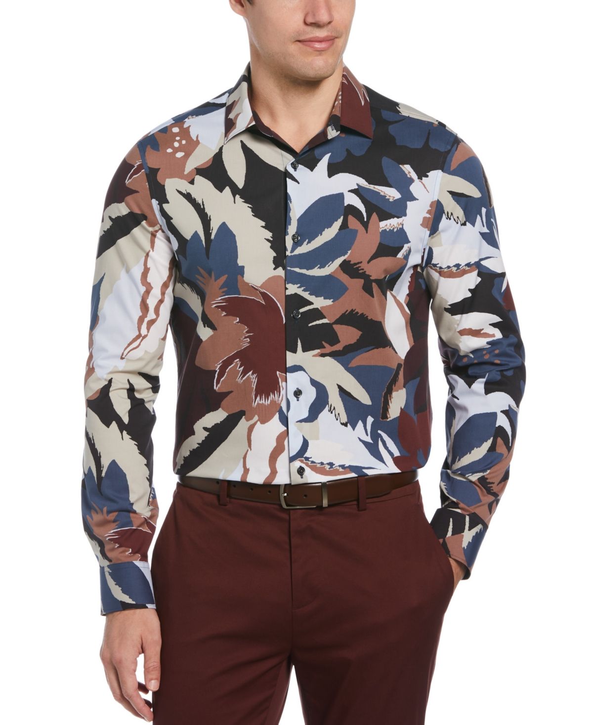 Perry Ellis Men's Large Floral-Print Shirt | Macys (US)