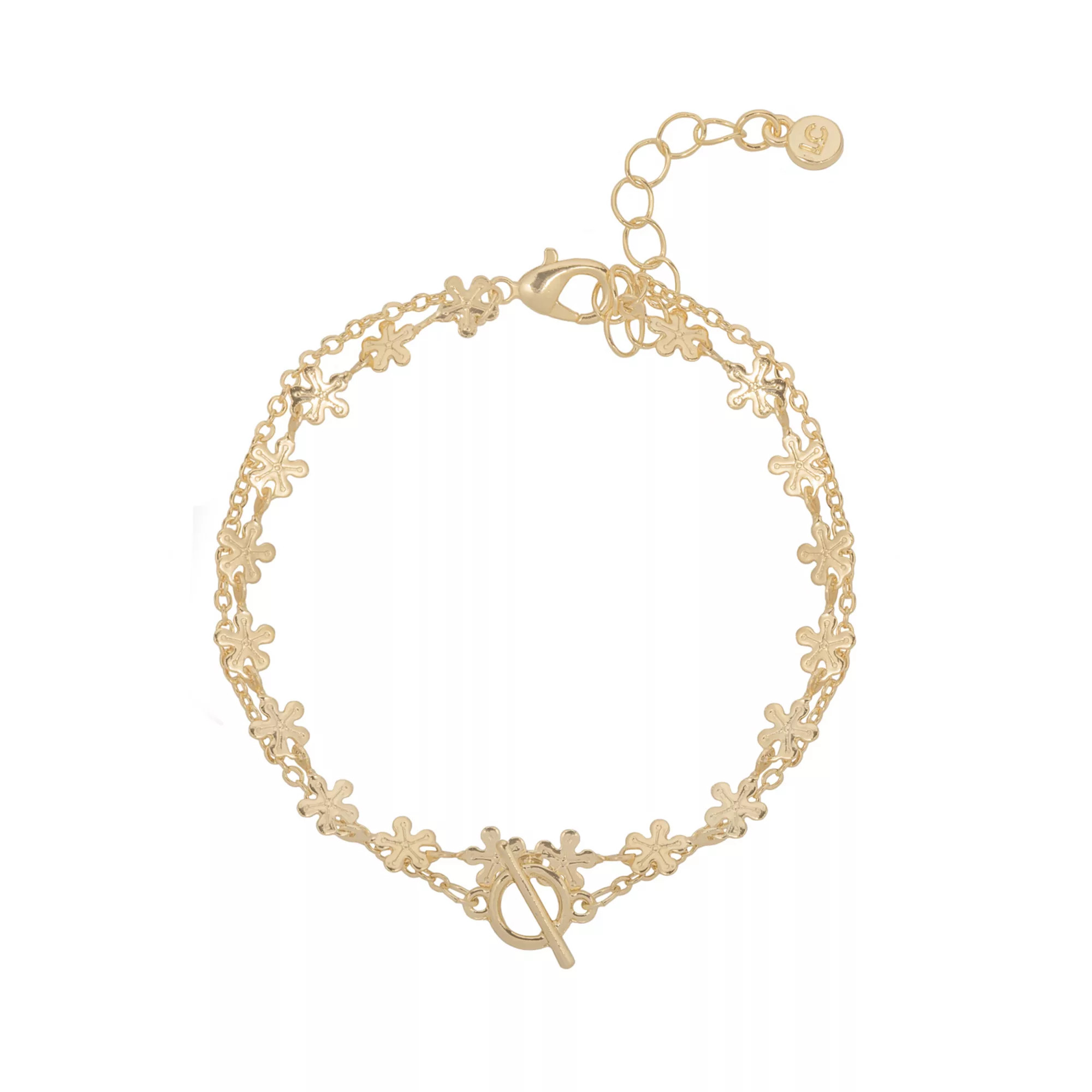 LC Lauren Conrad Gold Tone Toggle & Flower Chain Multi Strand Bracelet | Kohl's
