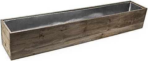 CYS EXCEL Wood Rectangular Planter Box with Removable Zinc Metal Liner (H:6" Open:30"x6") | Multiple | Amazon (US)