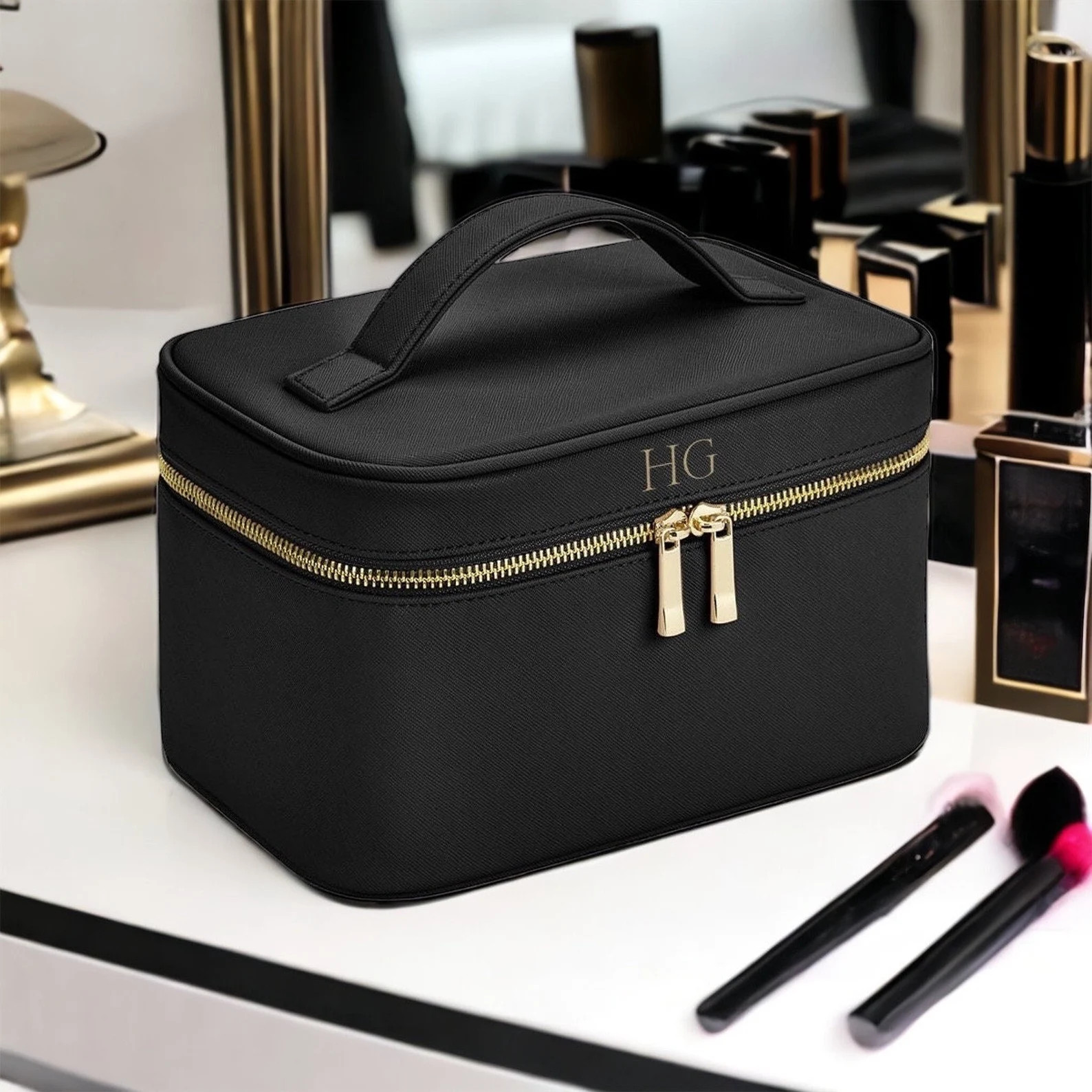 Personalised Vanity Makeup Case Monogram Initial Cosmetic - Etsy | Etsy (US)