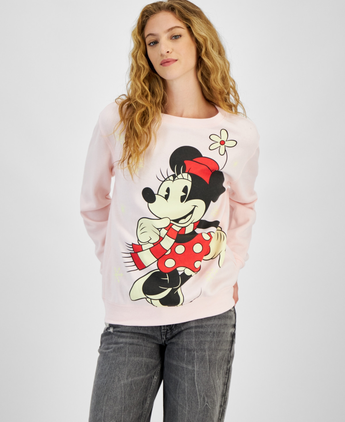 Disney Juniors' Vintage Minnie Mouse Graphic Sweatshirt - Icy Pink | Macy's