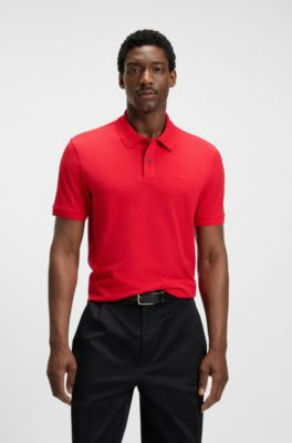 BOSS Pallas logo-detail polo shirt in cotton piqué - Red Men's Polo Shirts size XXL | Hugo Boss (US)