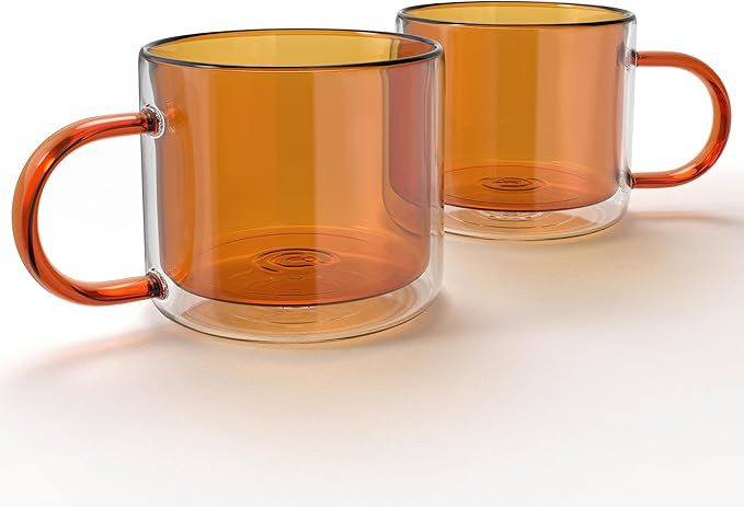 elle decor Double Wall Coffee Mug | Set of 2 | 10-Ounce | Cute Coffee, Tea, and Milk Glass Mugs w... | Amazon (US)