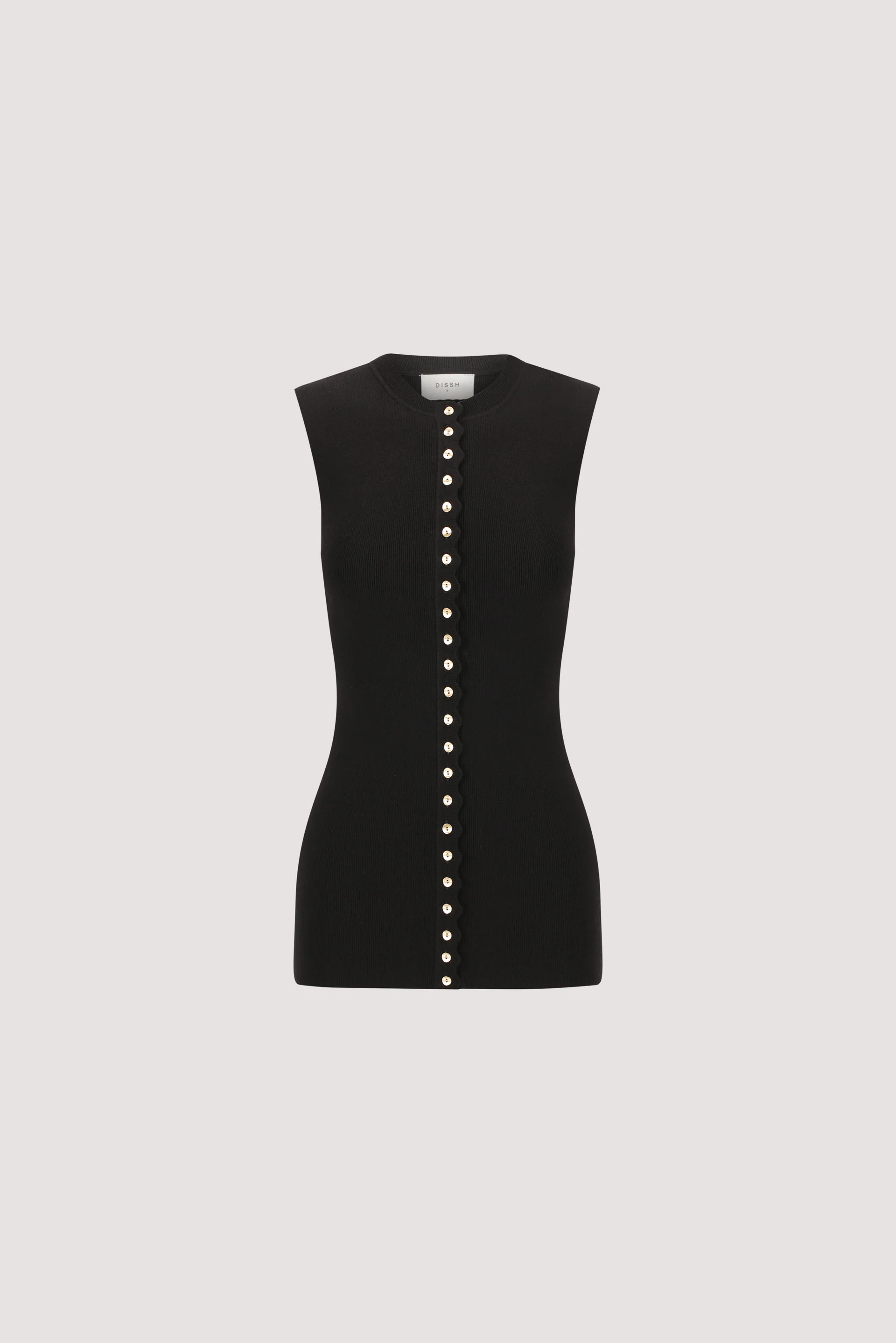 ZOE BLACK SCALLOPED KNIT VEST | DISSH