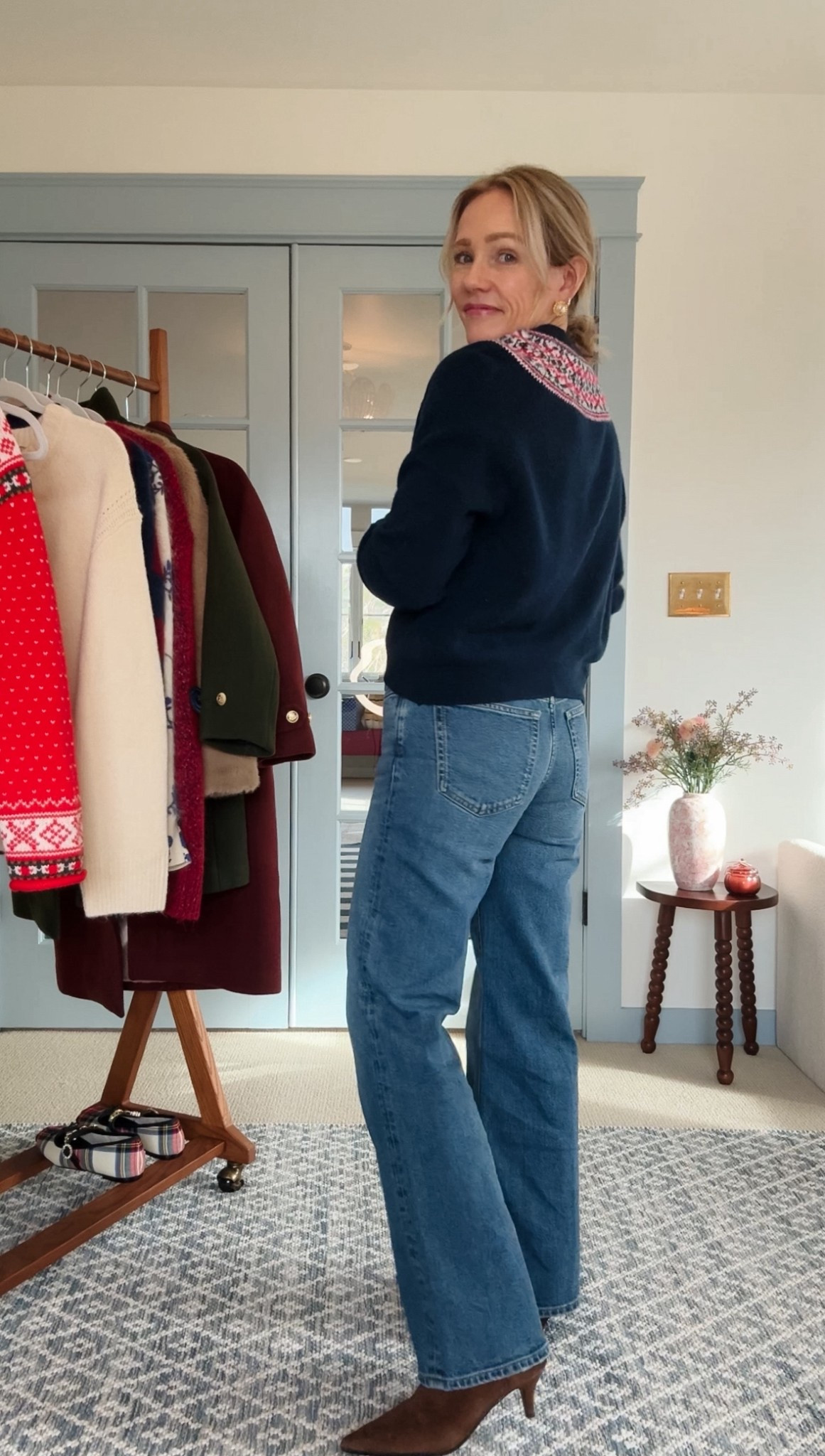 Trouser jeans wearing my regular size, petite length (I’m 5’3”) work perfectly with the chocolate brown ankle boots are true to size, classic fair isle sweater and layering tee ~ wearing my regular size small. Xo, Claire 

#LTKSaleAlert #LTKPetite #LTKHoliday