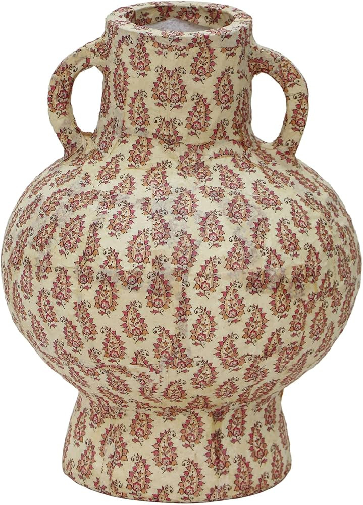 Cotton Mache Vase in Peach Paisley | Amazon (US)