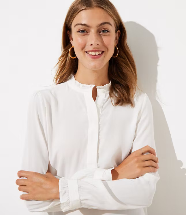 Ruffle Utility Blouse | LOFT | LOFT