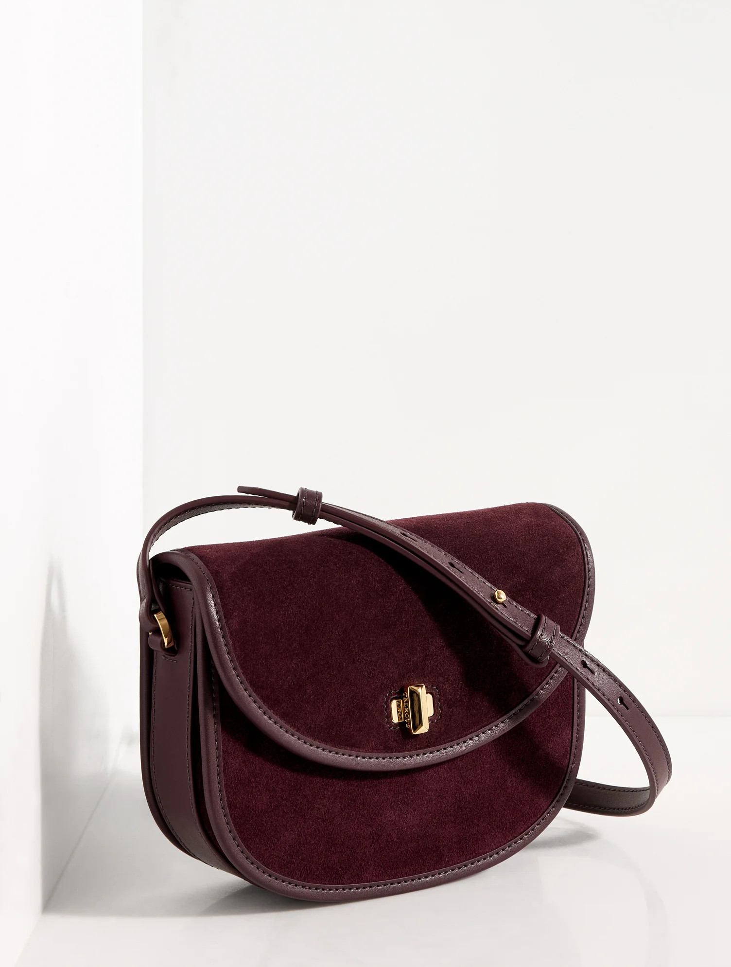 Sierra Suede Polished Saddle Bag - Black - 001 Talbots | Talbots