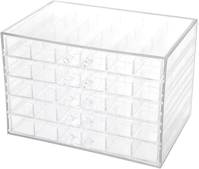 Feadily Acrylic Jewelry Organizer Box, Jewelry Drawer Organizer With 5 Drawers 120 Grids, Clear | Amazon (US)