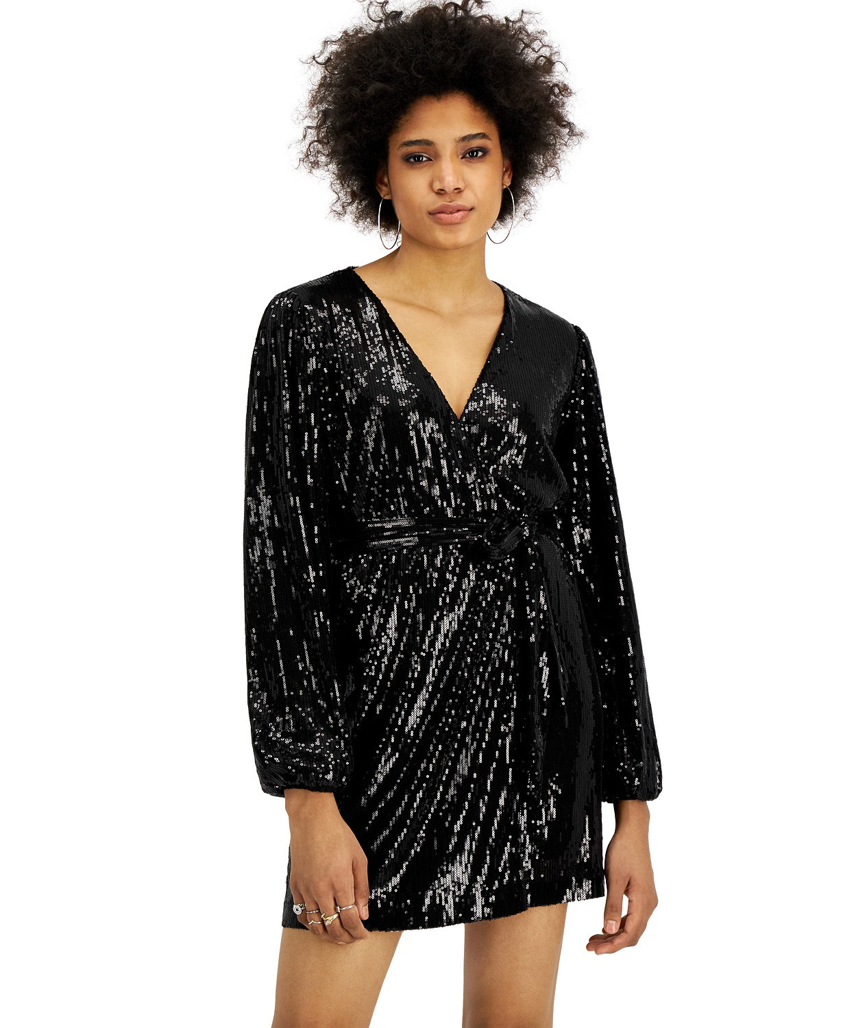 LEYDEN Sequined Wrap Dress & Reviews - Dresses - Women - Macy's | Macys (US)