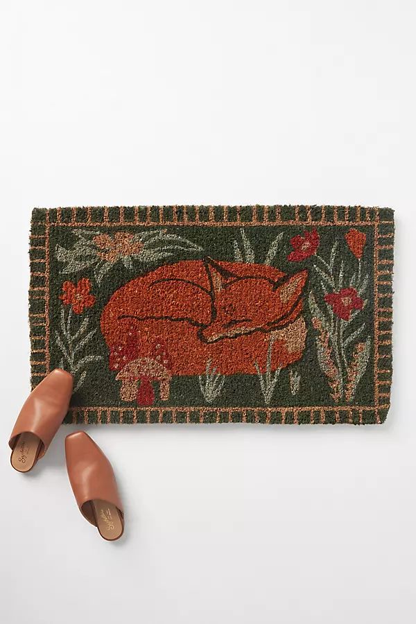 Woodland Fox Doormat By Anthropologie in Green Size Standard Doormat | Anthropologie (US)