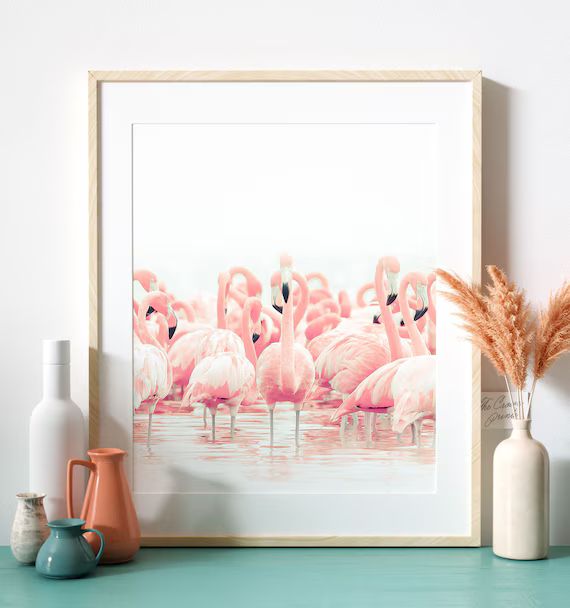 Flamingo print Tropical wall art PRINTABLE art pink decor | Etsy | Etsy (US)