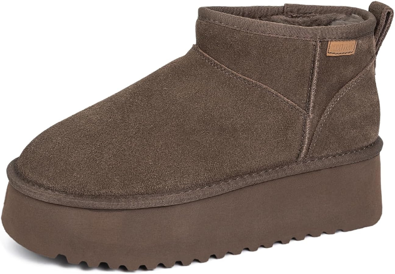 Mini Boots for Women,Platform Ankle Snow Boots Womens,Genuine Suede Winter Boots with Cozy Stretc... | Amazon (US)